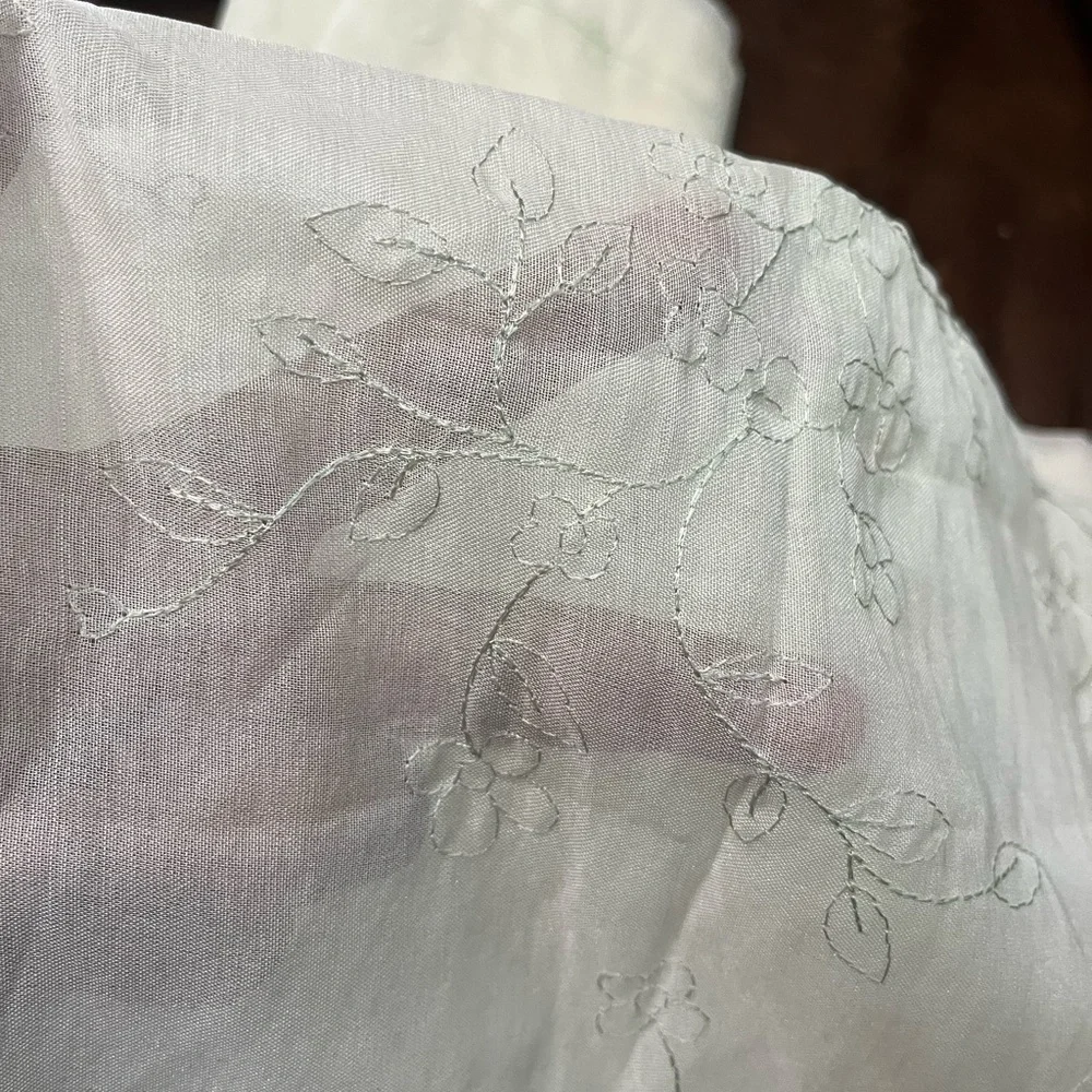 NWOT SET OF 2 SHEER CURTAIN PANELS W/NEEDLE EMBROIDERY
